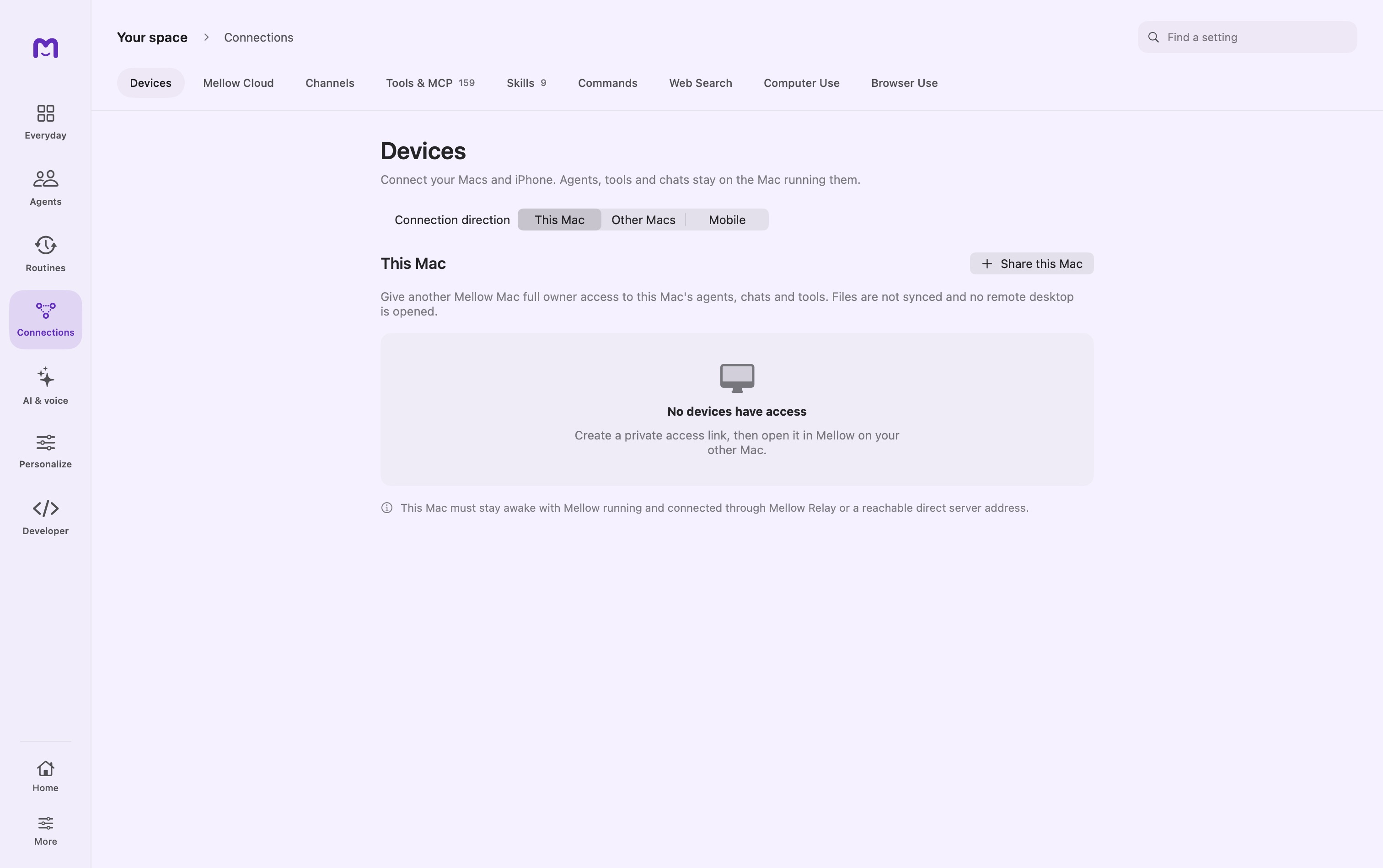 Mellow devices screen